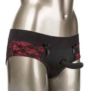 CALEXOTICS - CONJUNTO DE CALCINHAS SCANDAL SEM FUNDO COM DILDO TAMANHO L/XL